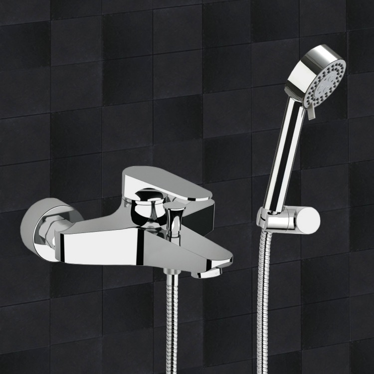Tub Filler, Remer L02US, Bath Shower Mixer With Hand Shower and Shower Bracket
